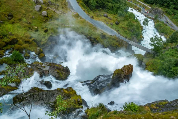 Poderosa Cascada Norway Visto Desde Arriba — Foto de Stock
