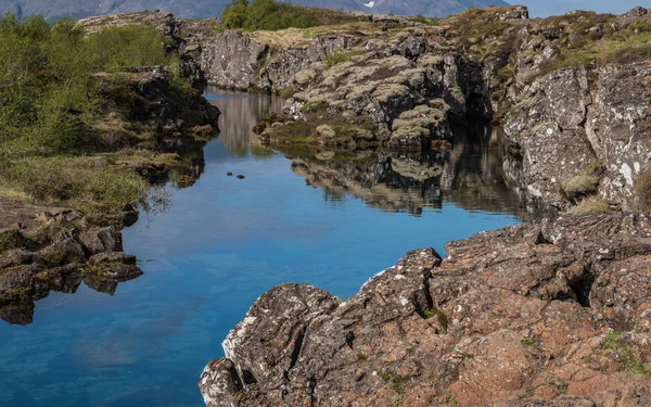 Velmi Jasné Modré Vody Evropě Národního Parku Thingvellir Island — Stock fotografie
