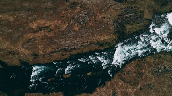 Topo Para Baixo Hsot Aéreo Rio Iceland Drone — Fotografia de Stock