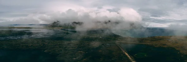 Panoramatický Pohled Stokksnes Vestrahorn Islandu Drony — Stock fotografie