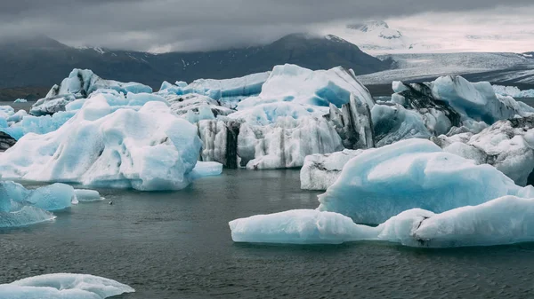 Icebergs Grandes Gelo Geleira Geleira Geleira Jokulsarlon Imagens Royalty-Free