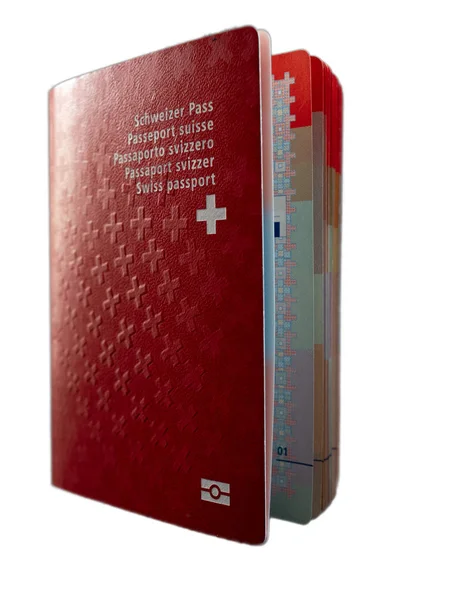Swiss Passport Yakın Kadar Beyaz Zemin Üzerine Sviçre Vatandaşlık Izole — Stok fotoğraf