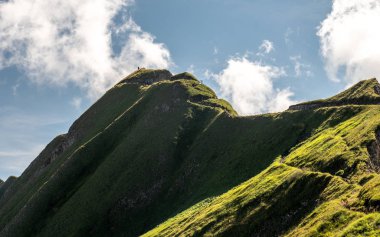 dağ yolu korkunç ridge yürüyüş güneşli yaz günü swiss alps hohenweg brienzer rothorn sırasında hiking