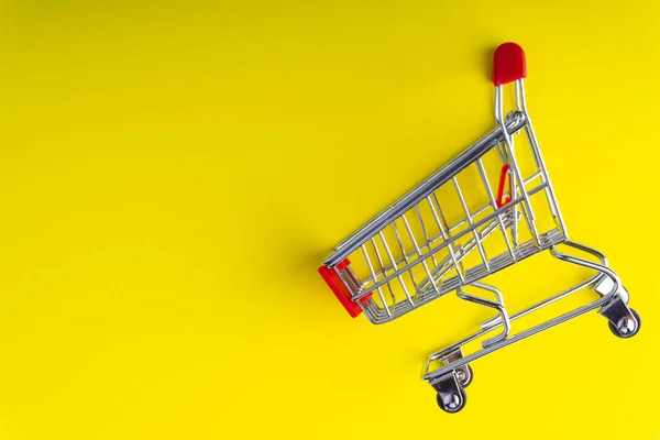 Shopping Cart Trolley Colorful Background Copy Space Selective Focus — Stock Photo, Image