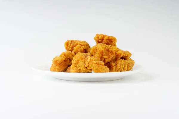 Fried Breaded Chicken Fillet Isolated White Background Selective Focus Crop — Stock Photo, Image