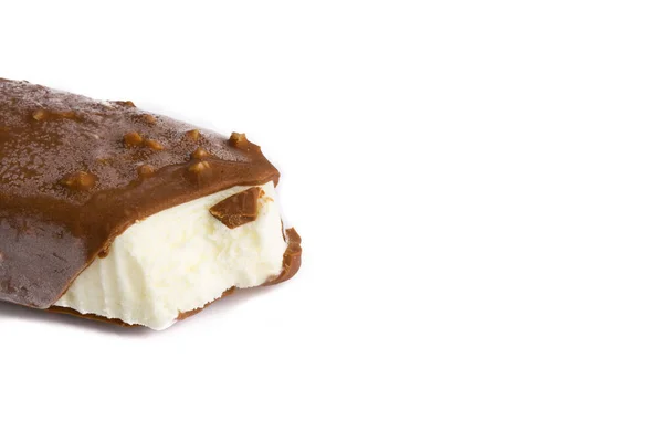 Glace Éclatante Chocolat Crème Glacée Isolée Sur Fond Blanc Avec — Photo