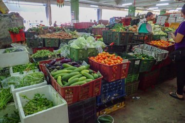 Perak, Malezya - Ocak 28,2019: Ipoh görünüm ıslak Pazar ve tanımlanamayan müşteriler Perak, Malezya. Ipoh şehirde bulunan.