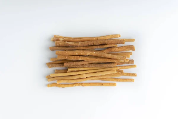 Естественная Зубная Щетка Miswak Kayu Sugi Белом Фоне Избирательным Фокусом — стоковое фото