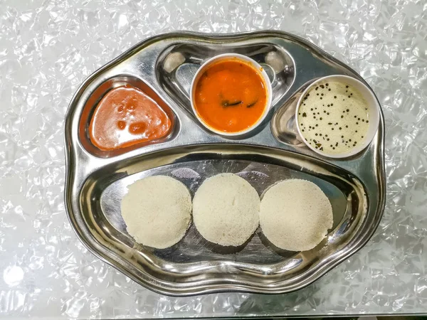 Masala Dosa Idli Dosa Fecham Com Foco Seletivo Fragmento Colheita — Fotografia de Stock