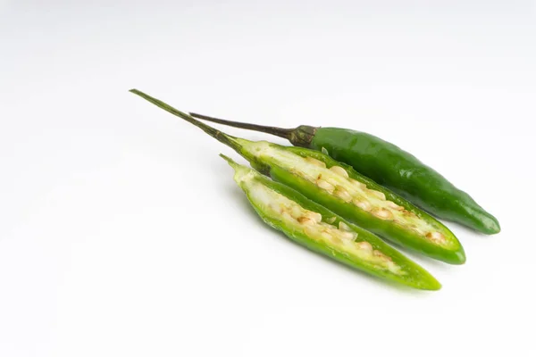 Peperoncino Verde Occhio Uccello Peperoncino Tailandese Peperoncino Uccello Natura Isolata — Foto Stock