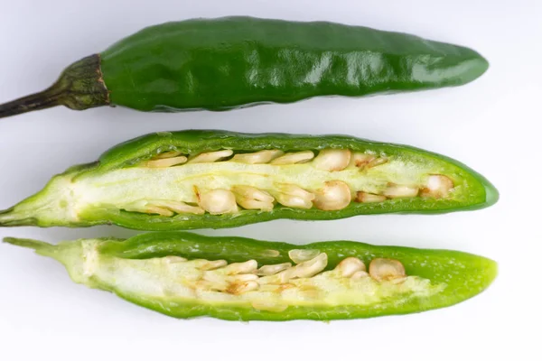 Peperoncino Verde Occhio Uccello Peperoncino Tailandese Peperoncino Uccello Natura Isolata — Foto Stock