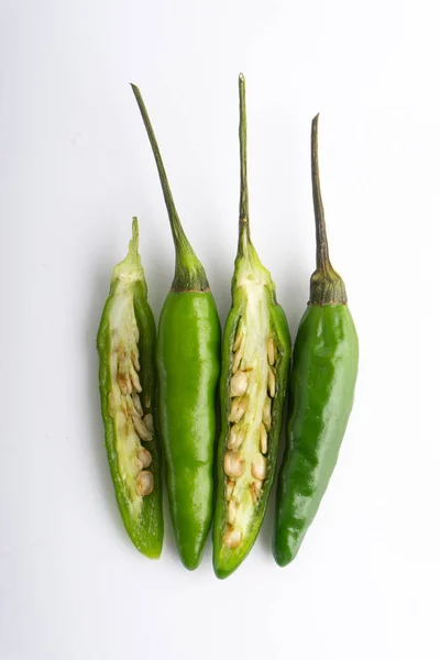 Peperoncino Verde Occhio Uccello Peperoncino Tailandese Peperoncino Uccello Natura Isolata — Foto Stock