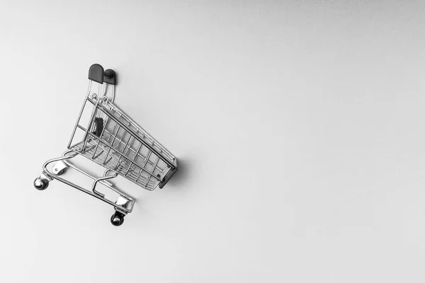 Shopping Cart Black White Background Business Shopping Concept Selective Focus — Stock Photo, Image