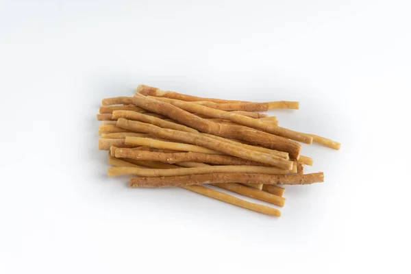 Brosse Dents Naturelle Miswak Kayu Sugi Sur Fond Blanc Avec — Photo