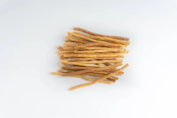 Cepillo Dientes Natural Miswak Kayu Sugi Sobre Fondo Blanco Con — Foto de Stock