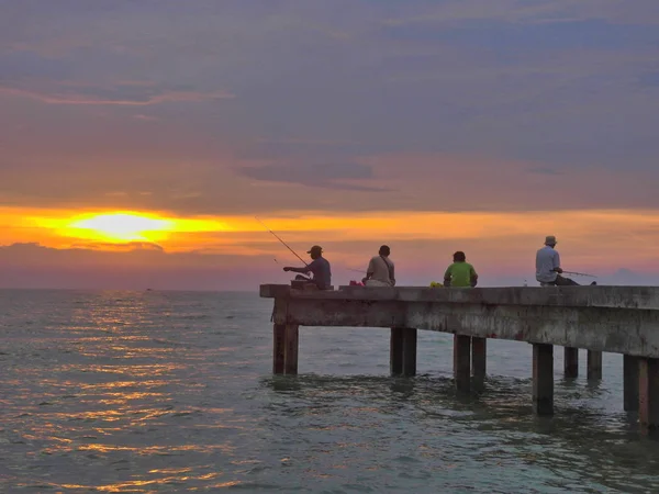 Port Dickson Malajsie Září 2018 Jetty Neidentifikovaný Lidé Pláži Port — Stock fotografie