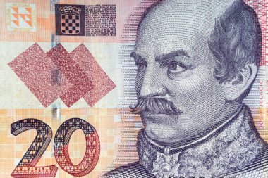 Para Döviz Alım closeup Hırvat Kunası veya Tanrı'nın Askerleri'ni Kuna. Seçici odak ve ürün fragmen