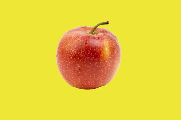 Apfel Auf Gelbem Hintergrund Selektiver Fokus — Stockfoto