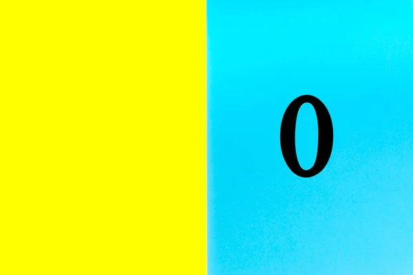 Zero Palavras Escritas Sobre Fundo Azul Amarelo Número Calendário Mês — Fotografia de Stock