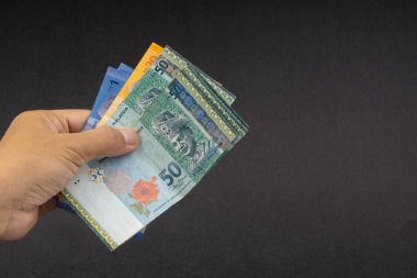 El malezya Ringgit Myr Para Banka Notları tutarak. Seçici odaklama