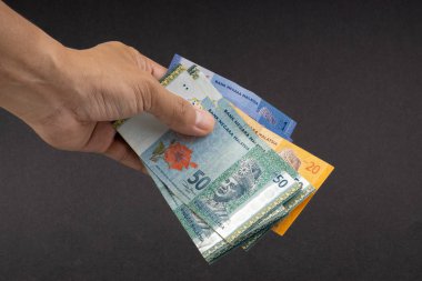 El malezya Ringgit Myr Para Banka Notları tutarak. Seçici odaklama