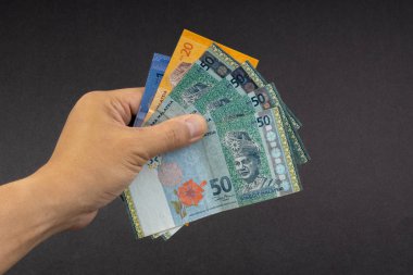 El malezya Ringgit Myr Para Banka Notları tutarak. Seçici odaklama