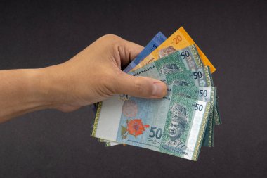 El malezya Ringgit Myr Para Banka Notları tutarak. Seçici odaklama