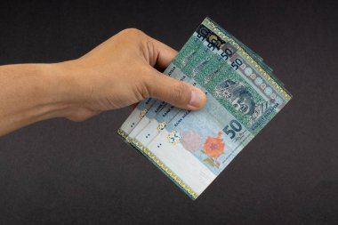 El malezya Ringgit Myr Para Banka Notları tutarak. Seçici odaklama