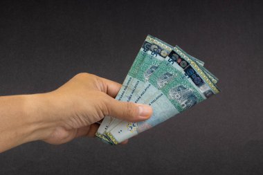 El malezya Ringgit Myr Para Banka Notları tutarak. Seçici odaklama