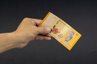 El malezya Ringgit Myr Para Banka Notları tutarak. Seçici odaklama