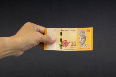 El malezya Ringgit Myr Para Banka Notları tutarak. Seçici odaklama