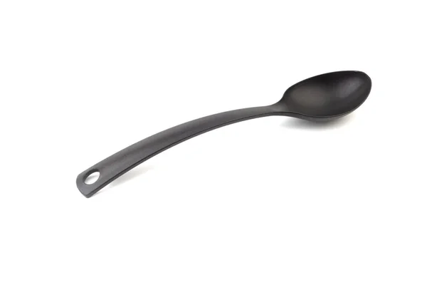 Black Kitchen Spoon Utensils Kitchenware Closeup Isolated White Background — Stock Photo, Image