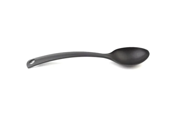 Cuchara Cocina Negra Utensilios Utensilios Cocina Primer Plano Aislado Sobre — Foto de Stock