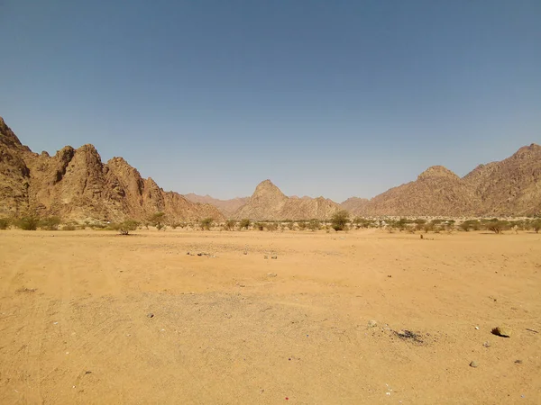 Paisagem Vista Deserto Sobre Calor Extremo Conceito Viagem — Fotografia de Stock