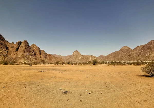 Paisagem Vista Deserto Sobre Calor Extremo Conceito Viagem — Fotografia de Stock