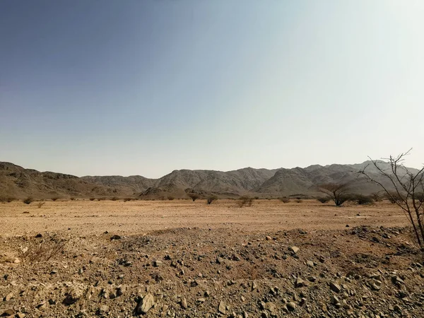 Paisagem Vista Deserto Sobre Calor Extremo Conceito Viagem — Fotografia de Stock