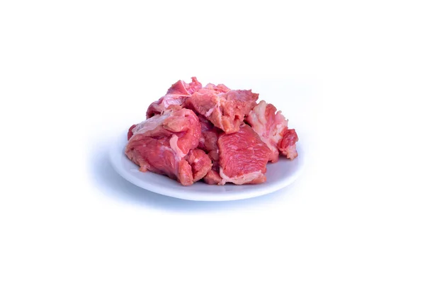 Frisches Rohes Rindersteak Isoliert Auf Weißem Hintergrund Mit Selektivem Fokus — Stockfoto