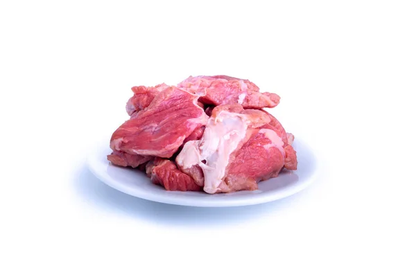 Frisches Rohes Rindersteak Isoliert Auf Weißem Hintergrund Mit Selektivem Fokus — Stockfoto