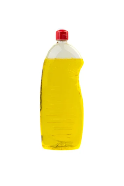 Vaatwas Vloeibaar Wasmiddel Zeep Plastic Fles Geïsoleerd Witte Achtergrond Selectief — Stockfoto