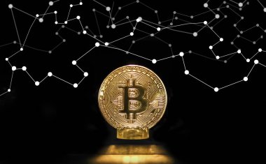 Blok zincirli altın bitcoin. Şifreli para birimi. 