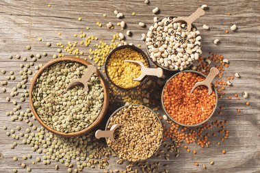 Çeşitli kuru baklagiller yüksek açılı görünüş