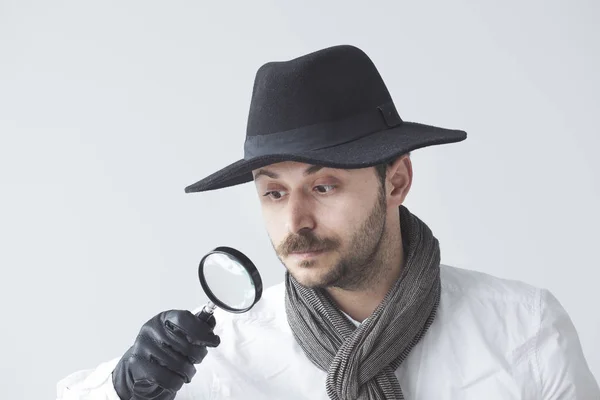 Man Magnifying Glass — Stock Photo, Image