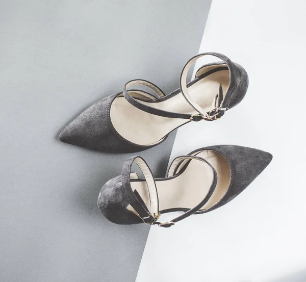 Scarpe Stiletto Tacco Alto Grigio — Foto Stock