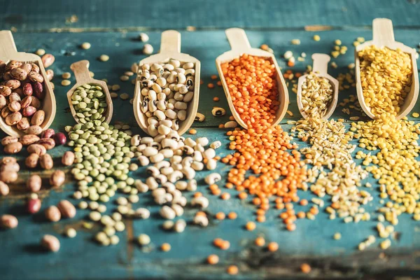 Various Dried Legumes High Angle View — Stock Photo, Image