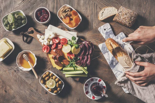 Delicioso Desayuno Turco Tradicional Mesa — Foto de Stock