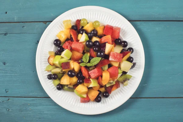 Salada Frutas Mistas Verão Vista Superior — Fotografia de Stock