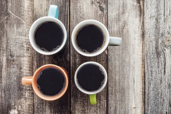 Many cups of coffee top view