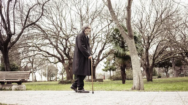 Old Man Walking Park — Stock Photo, Image