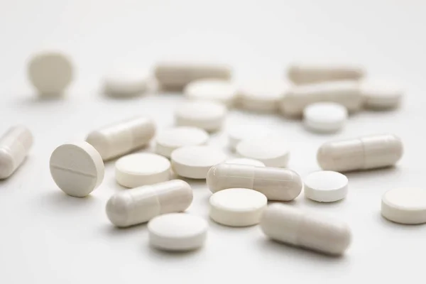 Tabletták Kapszulák Zár Megjelöl Kilátás — Stock Fotó