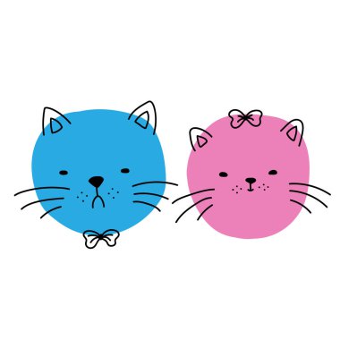 Doodle hayvan ile vektör illüstrasyon. Çocuklar karalama kedileri ile illüstrasyon. Çocuk tasarımı için illüstrasyon. Çocuklar için Doodle illüstrasyon.